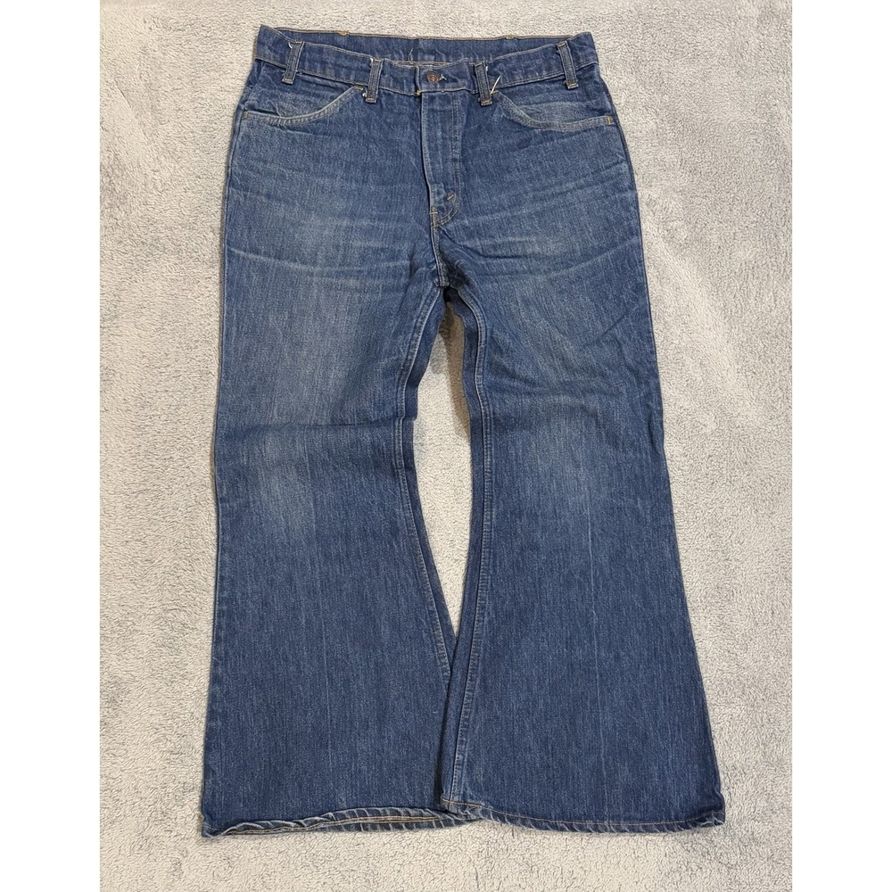 1981 VTG Levi's 684 Orange Tab 34x29 Bell Flare Bootcut Jeans Whiskered Med Wash